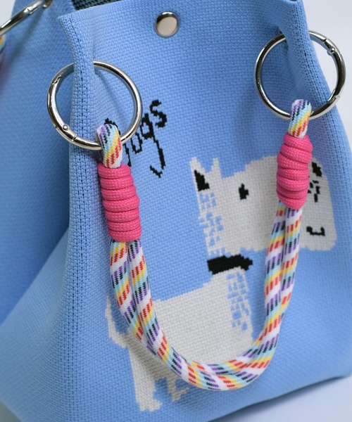 shopnikoniko（ショップニコニコ）の「コードストラップ カラフル ニットハンドバッグ（ハンドバッグ・レディース・グレー/ブルー/ピンク・フリー）」の11枚目の写真