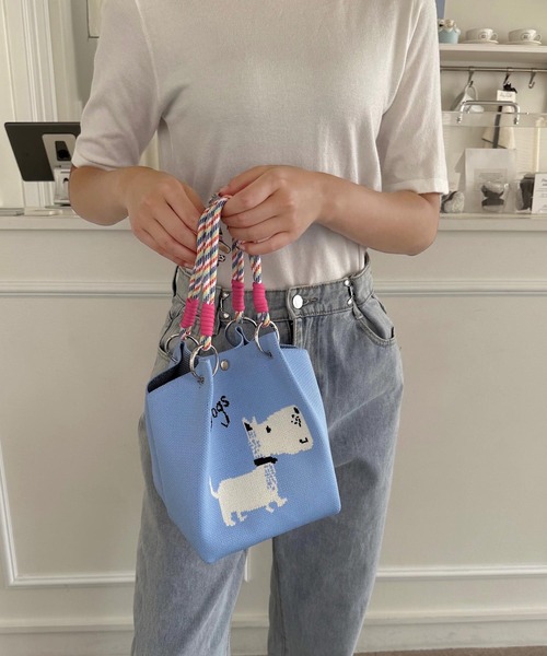 セール】コードストラップ カラフル ニットハンドバッグ（ハンドバッグ
