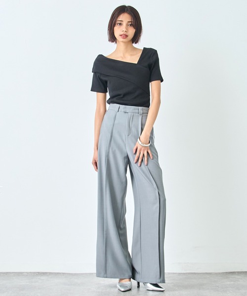 ANAP（アナップ）の「変形 デザイン リブ ニットトップス（ニット/セーター・レディース・イエロー/ブラック/ライトグレー/ホワイト・FREE）」の16枚目の写真