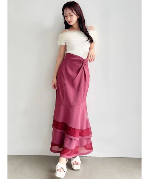 RESEXXY(リゼクシー)の「シアーコンビオフショルニット(ニット/セーター・レディース・ブルー/ピンク/ホワイト/ブラック・FREE)」の9枚目の写真