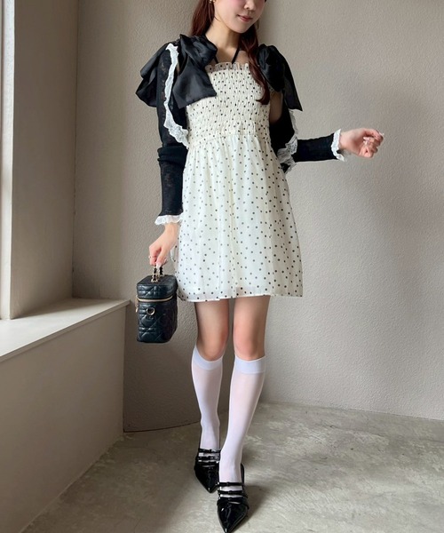 セール】肩リボンシャーリングキャミチュニック（チュニック