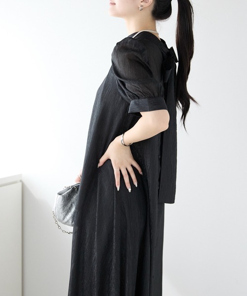 PREFERIR(プレフェリール)の「結婚式 オケージョン セレモニー ラメ楊柳 Aラインドレス (S,M,L,XL) インナー付き(ドレス・レディース・グリーン/ボルドー/ネイビー/ブラック・MEDIUM/LARGE/SMALL/X-LARGE)」の11枚目の写真