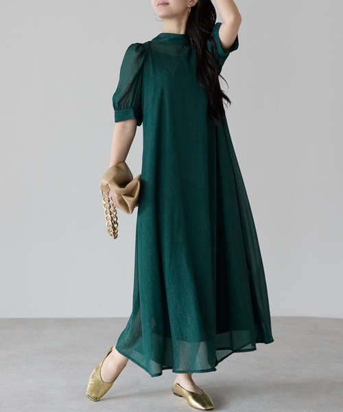 PREFERIR(プレフェリール)の「結婚式 オケージョン セレモニー ラメ楊柳 Aラインドレス (S,M,L,XL) インナー付き(ドレス・レディース・グリーン/ボルドー/ネイビー/ブラック・MEDIUM/LARGE/SMALL/X-LARGE)」の13枚目の写真