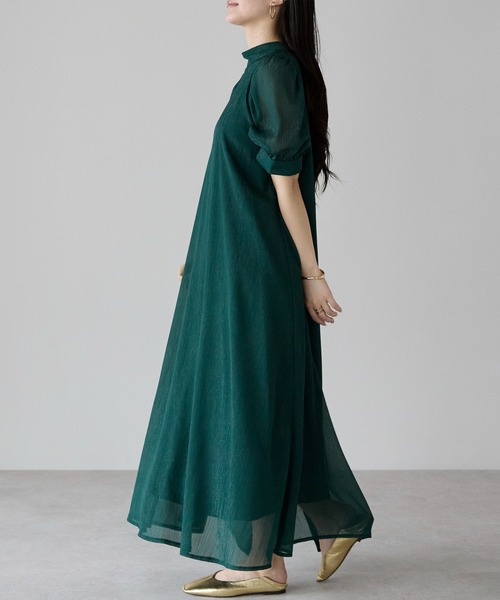 PREFERIR(プレフェリール)の「結婚式 オケージョン セレモニー ラメ楊柳 Aラインドレス (S,M,L,XL) インナー付き(ドレス・レディース・グリーン/ボルドー/ネイビー/ブラック・MEDIUM/LARGE/SMALL/X-LARGE)」の15枚目の写真