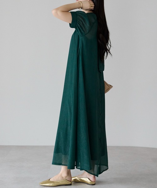 PREFERIR(プレフェリール)の「結婚式 オケージョン セレモニー ラメ楊柳 Aラインドレス (S,M,L,XL) インナー付き(ドレス・レディース・グリーン/ボルドー/ネイビー/ブラック・MEDIUM/LARGE/SMALL/X-LARGE)」の16枚目の写真