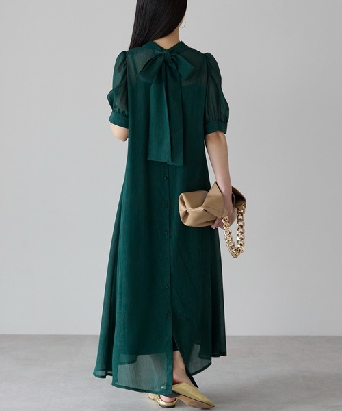 PREFERIR(プレフェリール)の「結婚式 オケージョン セレモニー ラメ楊柳 Aラインドレス (S,M,L,XL) インナー付き(ドレス・レディース・グリーン/ボルドー/ネイビー/ブラック・MEDIUM/LARGE/SMALL/X-LARGE)」の17枚目の写真