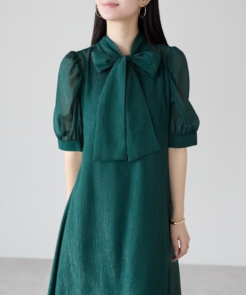 PREFERIR(プレフェリール)の「結婚式 オケージョン セレモニー ラメ楊柳 Aラインドレス (S,M,L,XL) インナー付き(ドレス・レディース・グリーン/ボルドー/ネイビー/ブラック・MEDIUM/LARGE/SMALL/X-LARGE)」の18枚目の写真