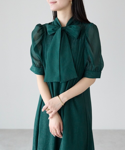 PREFERIR(プレフェリール)の「結婚式 オケージョン セレモニー ラメ楊柳 Aラインドレス (S,M,L,XL) インナー付き(ドレス・レディース・グリーン/ボルドー/ネイビー/ブラック・MEDIUM/LARGE/SMALL/X-LARGE)」の19枚目の写真
