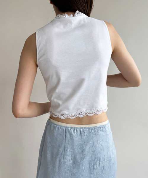 【新品未使用】EDIT.FORLULU レース付きホワイト長袖トップス Re:EDIT（リエディ） トップス ニット セーター 長袖 レディース 袖