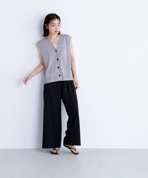 NATURAL BEAUTY BASIC（ナチュラルビューティーベーシック）の「◇スパークＶネックニットベスト（ベスト・レディース・ダークブラウン/グレー/オフホワイト・FREE）」の5枚目の写真