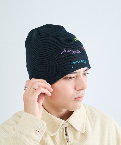 THRASHER(スラッシャー)の「【THRASHER】THRASHER マルチロゴニット帽 YMY(ニットキャップ/ビーニー・メンズ・ブラック系1/ブラック/グレー・FREE)」の14枚目の写真