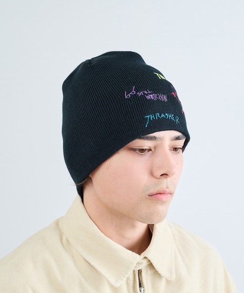THRASHER(スラッシャー)の「【THRASHER】THRASHER マルチロゴニット帽 YMY(ニットキャップ/ビーニー・メンズ・ブラック系1/ブラック/グレー・FREE)」の16枚目の写真