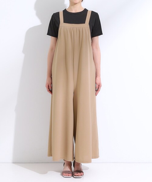 SHOO・LA・RUE（シューラルー）の「【洗える/S-LL】裏がサラサラ やわらか ギャザーサロペット（サロペット/オーバーオール・レディース・チャコールグレー/ブラック/ブラウン系・04/03/02/01）」の16枚目の写真