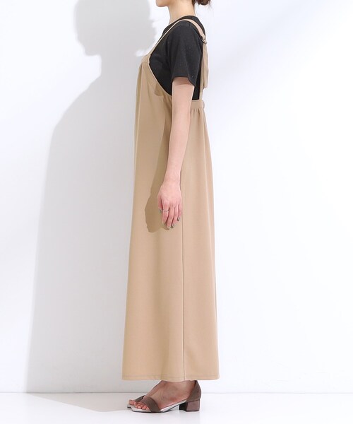 SHOO・LA・RUE（シューラルー）の「【洗える/S-LL】裏がサラサラ やわらか ギャザーサロペット（サロペット/オーバーオール・レディース・チャコールグレー/ブラック/ブラウン系・04/03/02/01）」の17枚目の写真