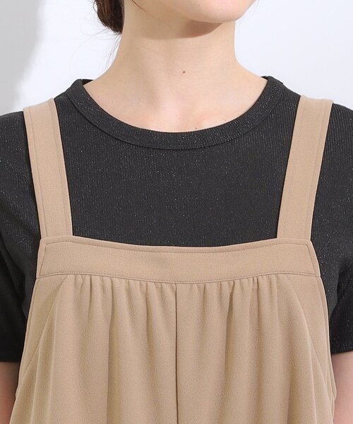 SHOO・LA・RUE（シューラルー）の「【洗える/S-LL】裏がサラサラ やわらか ギャザーサロペット（サロペット/オーバーオール・レディース・チャコールグレー/ブラック/ブラウン系・04/03/02/01）」の19枚目の写真