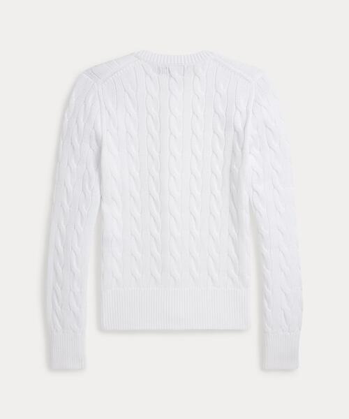POLO RALPH LAUREN(ポロ ラルフ ローレン)の「ケーブルニット コットン クルーネック カーディガン(カーディガン/ボレロ・レディース・ホワイト・XS/XL/S/M/L)」の4枚目の写真