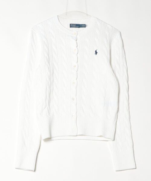 POLO RALPH LAUREN(ポロ ラルフ ローレン)の「ケーブルニット コットン クルーネック カーディガン(カーディガン/ボレロ・レディース・ホワイト・XS/XL/S/M/L)」の3枚目の写真