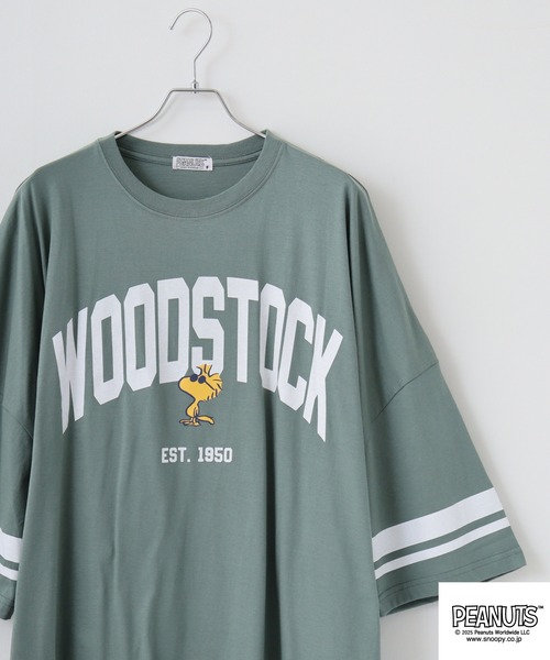 PEANUTS(ピーナッツ)の「PEAUTS ロゴグラデーションプリントキングTシャツ(Tシャツ/カットソー・メンズ・ブラック/ネイビー/ライトパープル/ライトカーキ・F)」の3枚目の写真