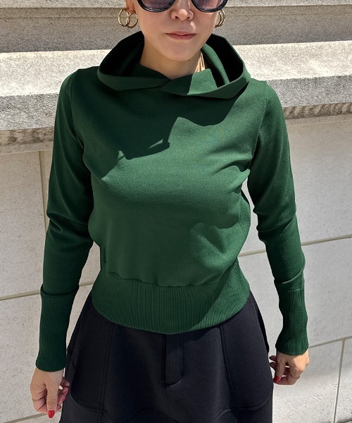 JENNE(ジェンヌ)の「エアリーニットフーディー【UVカット・マシンウォッシャブル】(カーディガン/ボレロ・レディース・キャメル/グリーン/ブラック・SMALL/MEDIUM/LARGE)」の9枚目の写真