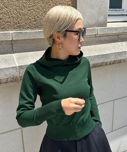 JENNE(ジェンヌ)の「エアリーニットフーディー【UVカット・マシンウォッシャブル】(カーディガン/ボレロ・レディース・キャメル/グリーン/ブラック・SMALL/MEDIUM/LARGE)」の15枚目の写真