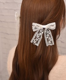 TONE SELECT GOODS（トーンセレクトグッズ）の「【float】レース リボン デザイン モノトーン ヘアクリップ【2個セット】（バレッタ/ヘアクリップ・キッズ）」