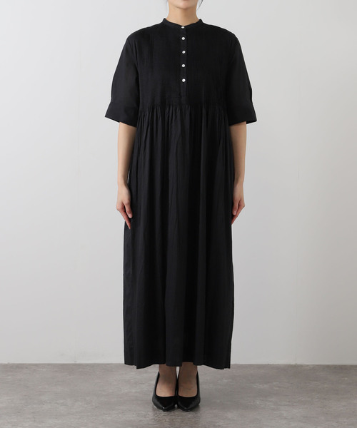 るる様♥【IENA/イエナ】コットンボイルピンタックシャツワンピース/黒 セール】《WEB限定/追加》コットンボイルピンタックワンピース