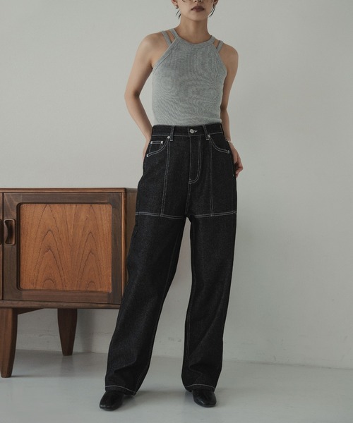 hellam(へラム)の「シームステッチデザインパンツ(デニムパンツ・レディース・ブルー/ブラック・SMALL/MEDIUM)」の20枚目の写真