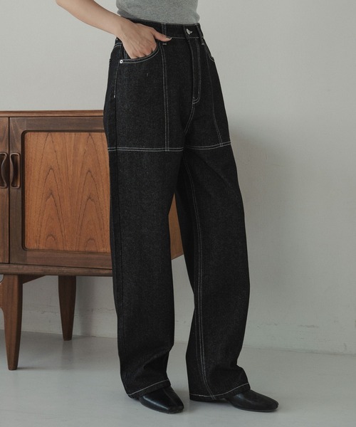 hellam(へラム)の「シームステッチデザインパンツ(デニムパンツ・レディース・ブルー/ブラック・SMALL/MEDIUM)」の17枚目の写真