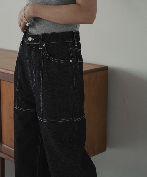 hellam(へラム)の「シームステッチデザインパンツ(デニムパンツ・レディース・ブルー/ブラック・SMALL/MEDIUM)」の14枚目の写真