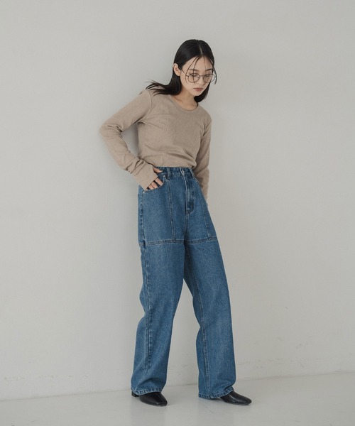 hellam(へラム)の「シームステッチデザインパンツ(デニムパンツ・レディース・ブルー/ブラック・SMALL/MEDIUM)」の13枚目の写真