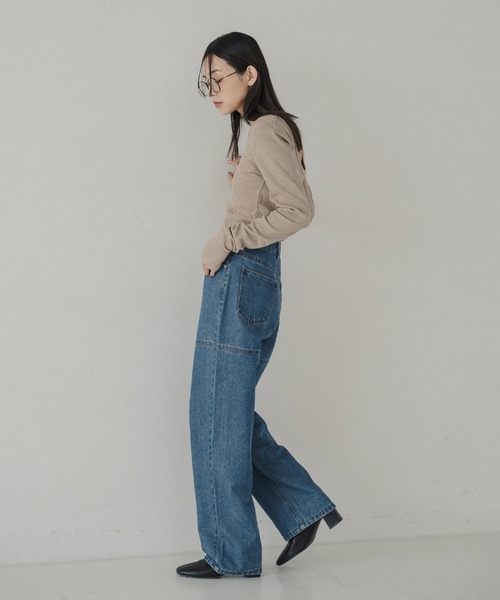 hellam(へラム)の「シームステッチデザインパンツ(デニムパンツ・レディース・ブルー/ブラック・SMALL/MEDIUM)」の9枚目の写真