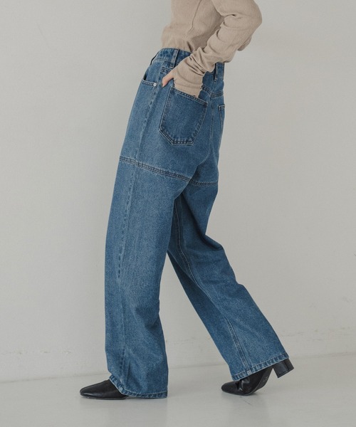 hellam(へラム)の「シームステッチデザインパンツ(デニムパンツ・レディース・ブルー/ブラック・SMALL/MEDIUM)」の8枚目の写真