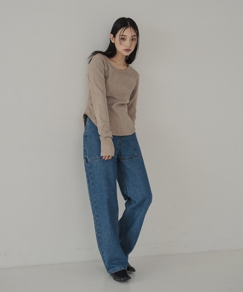 hellam(へラム)の「シームステッチデザインパンツ(デニムパンツ・レディース・ブルー/ブラック・SMALL/MEDIUM)」の7枚目の写真