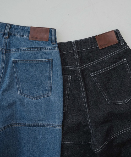 hellam(へラム)の「シームステッチデザインパンツ(デニムパンツ・レディース・ブルー/ブラック・SMALL/MEDIUM)」の3枚目の写真