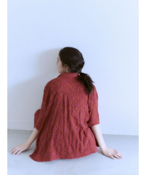 Ungrid（アングリッド）の「起毛エンブロイダリーハーフスリーブシャツ（シャツ/ブラウス・レディース・レッド/ブラック/オフホワイト・FREE）」の3枚目の写真