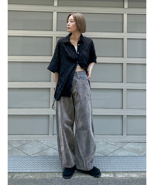 Ungrid（アングリッド）の「起毛エンブロイダリーハーフスリーブシャツ（シャツ/ブラウス・レディース・レッド/ブラック/オフホワイト・FREE）」の9枚目の写真