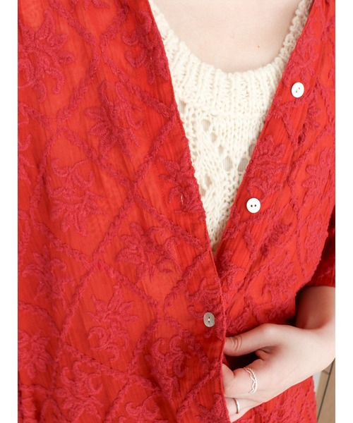 Ungrid（アングリッド）の「起毛エンブロイダリーハーフスリーブシャツ（シャツ/ブラウス・レディース・レッド/ブラック/オフホワイト・FREE）」の6枚目の写真