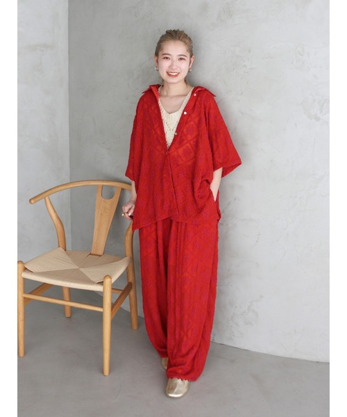 Ungrid（アングリッド）の「起毛エンブロイダリーハーフスリーブシャツ（シャツ/ブラウス・レディース・レッド/ブラック/オフホワイト・FREE）」の19枚目の写真