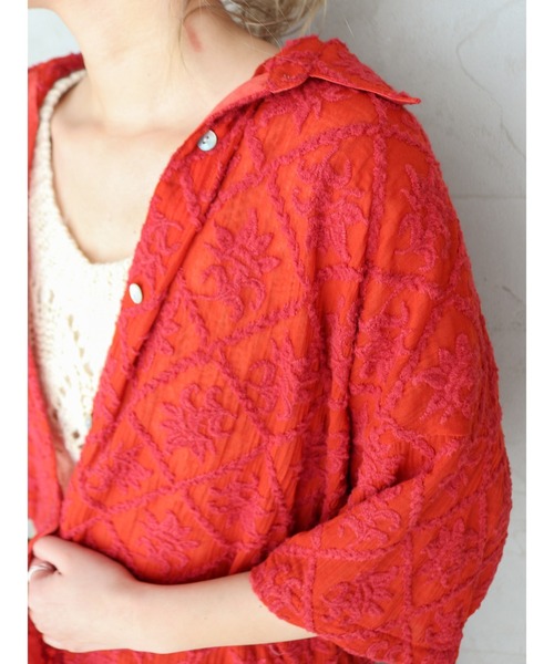 Ungrid（アングリッド）の「起毛エンブロイダリーハーフスリーブシャツ（シャツ/ブラウス・レディース・レッド/ブラック/オフホワイト・FREE）」の7枚目の写真