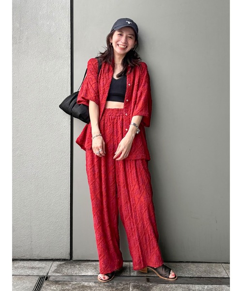 Ungrid（アングリッド）の「起毛エンブロイダリーハーフスリーブシャツ（シャツ/ブラウス・レディース・レッド/ブラック/オフホワイト・FREE）」の12枚目の写真