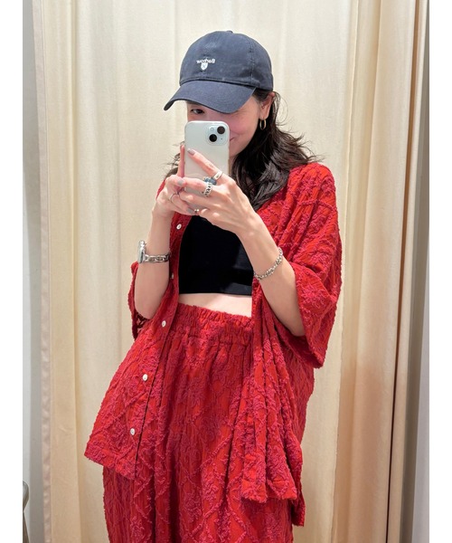 Ungrid（アングリッド）の「起毛エンブロイダリーハーフスリーブシャツ（シャツ/ブラウス・レディース・レッド/ブラック/オフホワイト・FREE）」の13枚目の写真