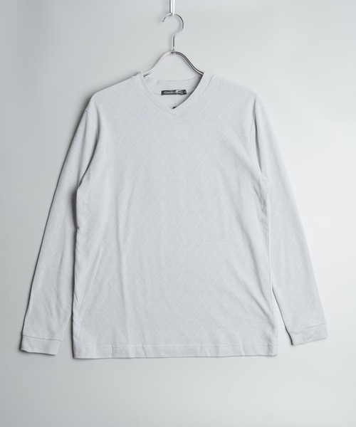 セール】サーモライトモックネックVネックデザイン長袖Tシャツ(GW)（T