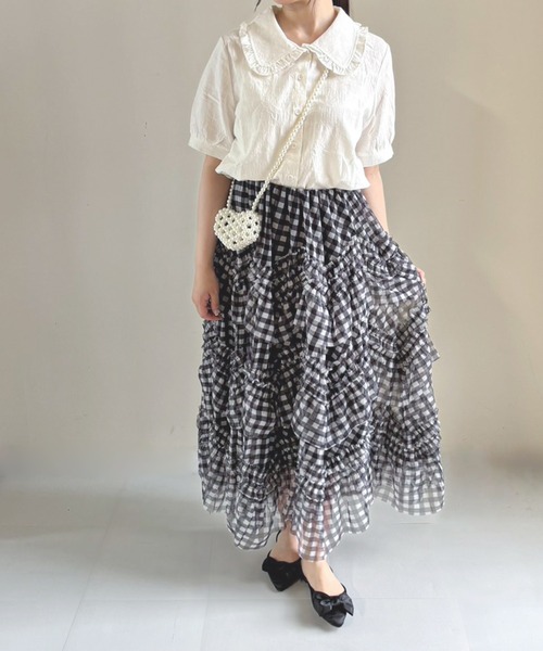 frunco（フランコ）の「【ZOZO限定】ジャカード ピュアコットンブラウス（シャツ/ブラウス・レディース・ブルー/ホワイト・ONE SIZE）」の11枚目の写真