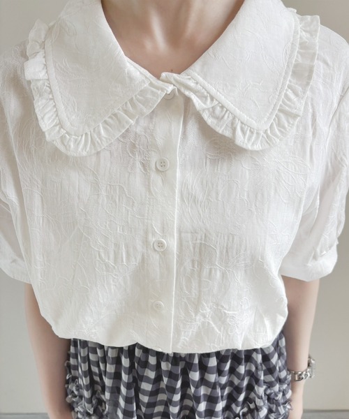 frunco（フランコ）の「【ZOZO限定】ジャカード ピュアコットンブラウス（シャツ/ブラウス・レディース・ブルー/ホワイト・ONE SIZE）」の18枚目の写真