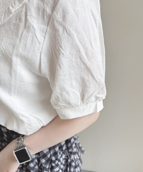 frunco（フランコ）の「【ZOZO限定】ジャカード ピュアコットンブラウス（シャツ/ブラウス・レディース・ブルー/ホワイト・ONE SIZE）」の20枚目の写真