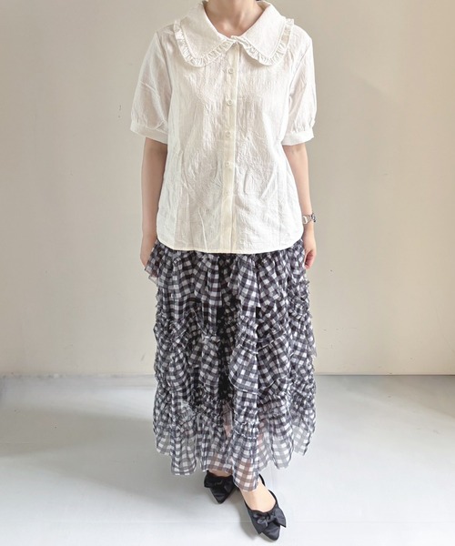 frunco（フランコ）の「【ZOZO限定】ジャカード ピュアコットンブラウス（シャツ/ブラウス・レディース・ブルー/ホワイト・ONE SIZE）」の15枚目の写真