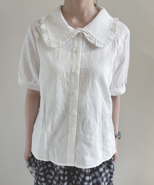 frunco（フランコ）の「【ZOZO限定】ジャカード ピュアコットンブラウス（シャツ/ブラウス・レディース・ブルー/ホワイト・ONE SIZE）」の17枚目の写真