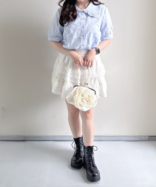 frunco（フランコ）の「【ZOZO限定】ジャカード ピュアコットンブラウス（シャツ/ブラウス・レディース・ブルー/ホワイト・ONE SIZE）」の21枚目の写真