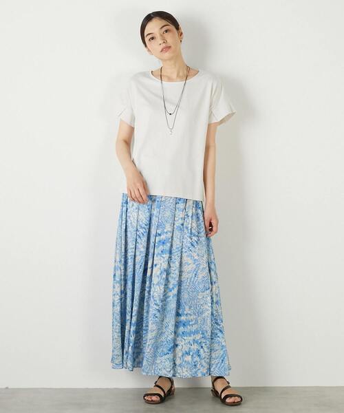 MELROSE claire(メルローズ クレール)の「【接触冷感加工タックデザインフレンチスリーブカットプル】(Tシャツ/カットソー・レディース・ライトグレー/ダークネイビー/イエロー・FREE)」の4枚目の写真