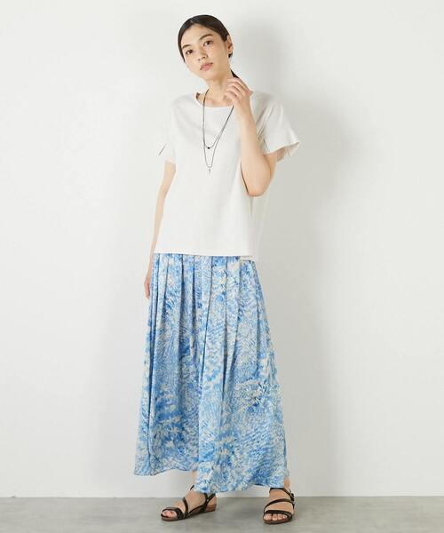 MELROSE claire(メルローズ クレール)の「【接触冷感加工タックデザインフレンチスリーブカットプル】(Tシャツ/カットソー・レディース・ライトグレー/ダークネイビー/イエロー・FREE)」の5枚目の写真